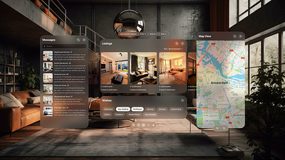 Vision pro apartment rental platform concept airbnb apple ar augmented reality glassmorphism immersive transluctant transparent virtual reality vision pro vr