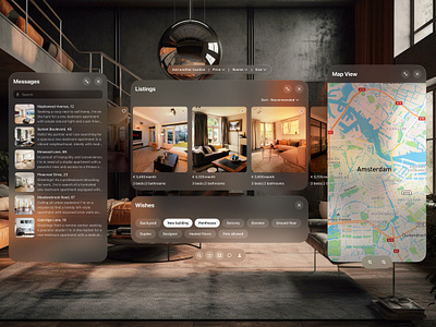 Vision pro apartment rental platform concept airbnb apple ar augmented reality glassmorphism immersive transluctant transparent virtual reality vision pro vr
