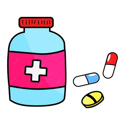 Medicine bottle with pills cartoon style vector illustration homeopathy
