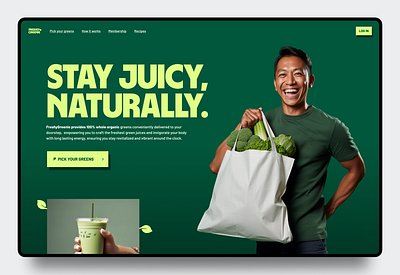 Freshly Greenie - Juice landing page (10/365) 365 heroes green hero design juice landingpage organic ui