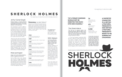Sherlock Holmes magazine layout graphic design grid layout magazine