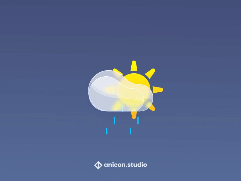 Thunderstorm - Mostly Cloudy anicon animated logo design graphic design icon illustration json lottie motion graphics storm thunder ui weather