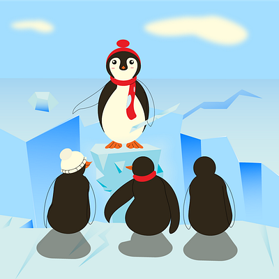 18/100 Tales in Madagascar africa animals cold ice illustration penguin penguins story tale teacher vector