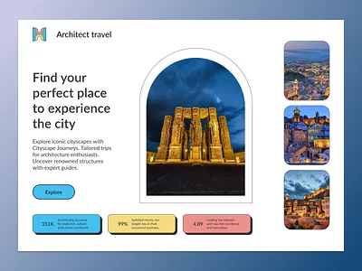 Travel company landing agency architect architecture branding colorful company design dribble shot graphic design illustraion interface landing page logo style tourrism ui ux web design webpage