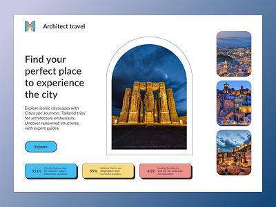 Travel company landing agency architect architecture branding colorful company design dribble shot graphic design illustraion interface landing page logo style tourrism ui ux web design webpage