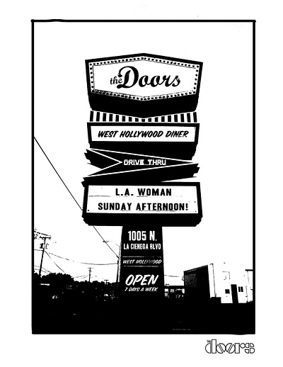 Doors Diner 1950s diner sign 2005 t shirt graphic design the doors the doors diner vintage sign photography