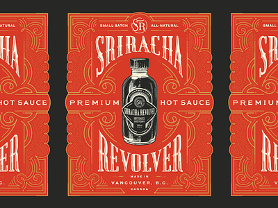 Sriracha Revolver poster bottle branding design graphic design hand lettering hot sauce illustration label lettering logo monogram packaging typography