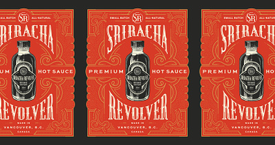 Sriracha Revolver poster bottle branding design graphic design hand lettering hot sauce illustration label lettering logo monogram packaging typography