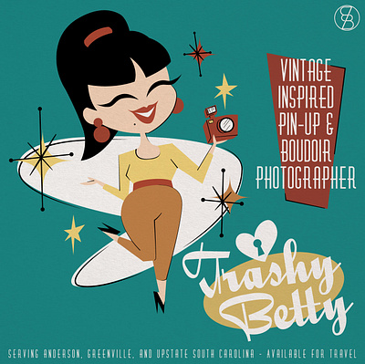 Character Design for Trashy Betty Photography 1950s art atomic art design graphic design illustration retro