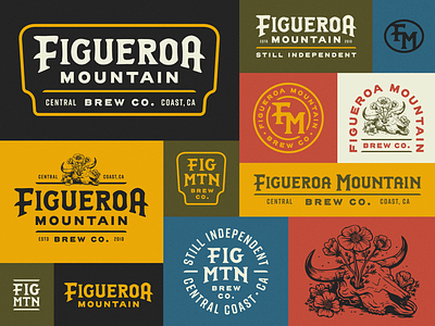 Figueroa Mountain Brew Co. beer branding brewing california craft beer illustration logo skull system typography western