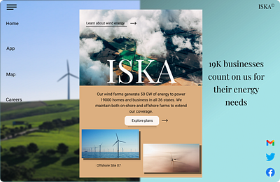 ISKA WIND FARM energy hero section industry technology