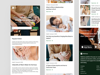 Wellness - Healthy Website (Responsive Search Articles) article card component cosmetic editorial health healthy interface lates article mobile app responsive natural popular article responsive search article search page ui design web design web to mobile website design wellness