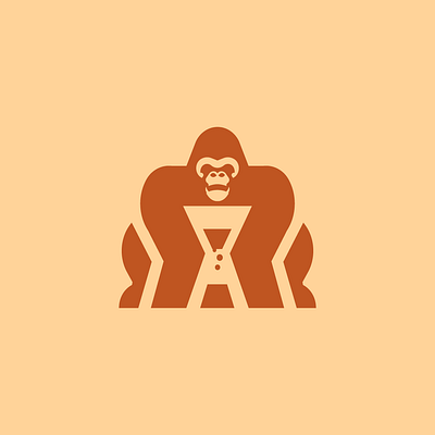 Gorilla Time animal business character clock design gorilla logo mascot minimal sand simple vector