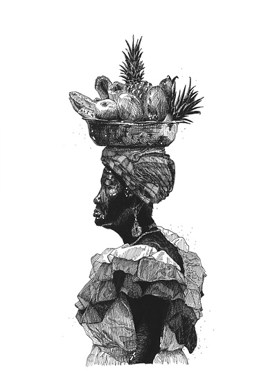 Palenquera colombiana cartagena colombia drawing illustration ink drawing ink sketching palenquera sketch