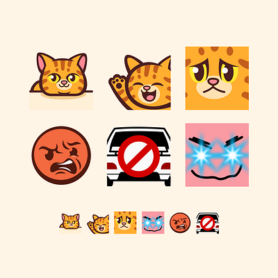 Twitch Emotes for FascinatedBox cat commission cute cat design emotes freelance work graphic design graphic designer twitch emotes vector