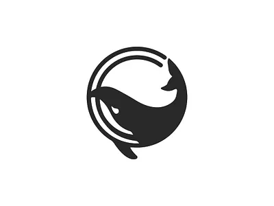 circle whale humpback logo vector illustration design silhouette