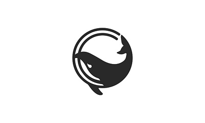 circle whale humpback logo vector illustration design silhouette