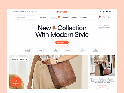 Bagrush - Ecommerce Concept amazon ecommerce elementor fashion framer landing online page product seller shop shopify theme ui webflow website wordpress