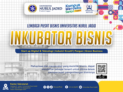 Inkubator Bisnis Unuja Probolinggo 3d animation banner design entrepreneurship graphic design illustration institution logo design ui university