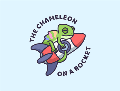 Chameleon Illustration art cartoon chameleon character colorful cute design icon illustration mascot rocket