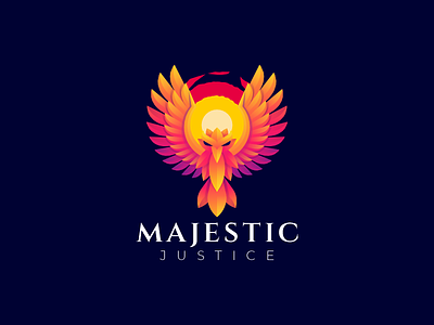 MAJESTIC JUSTICE branding colorful design flame graphic design logo logotype modern phoenix vector