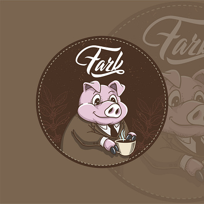 Fark Logo branding design digital illustration drawing graphic design illustration logo logo design logo illustration logo retro logo round logo vintage pig vector