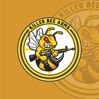 Killer Bee Arms Logo bee branding design digital illustration drawing graphic design illustration logo logo badge logo design logo illustration logo round logo vintage vector