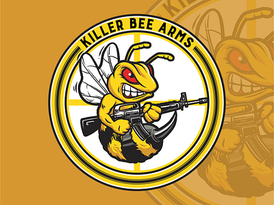 Killer Bee Arms Logo bee branding design digital illustration drawing graphic design illustration logo logo badge logo design logo illustration logo round logo vintage vector