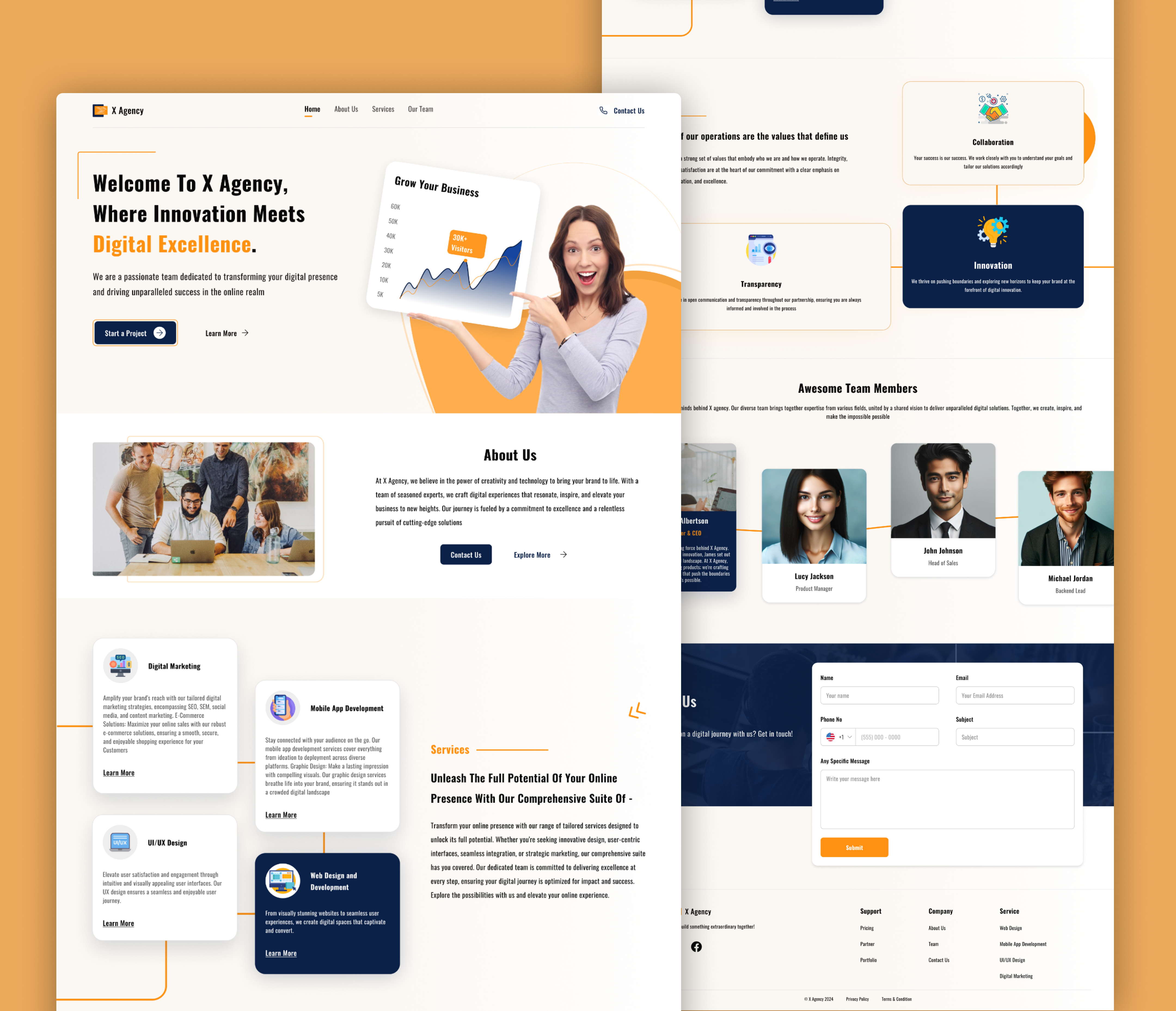 X Agency - Digital Agency Website animation branding dailyui design digital agency figma graphic design illustration logo service website ui uiux ux vector webflow website
