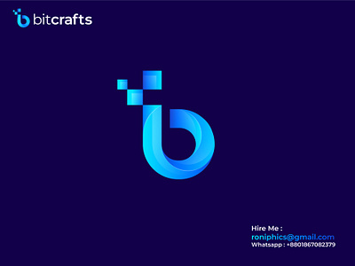 Bitcrafts Logo design 8bit b bet bit bitcrafts logo colo graphic design icon logo motion graphics pixel logo symbol tech