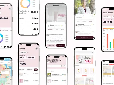 Skincare Marketplace And Dashboard Application 2024 application best branding customer dashboard design fun light marketplace mobile new pink sell skincare ui ux