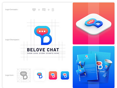 Letter B Belove Chat Modern Dating App Logo Design app icon app logo b logo brand identity brand style guide branding chat logo communication logo creative design creative logo dating dating app dating app logo dating site logo letter b logo design love logo message logo talk logo