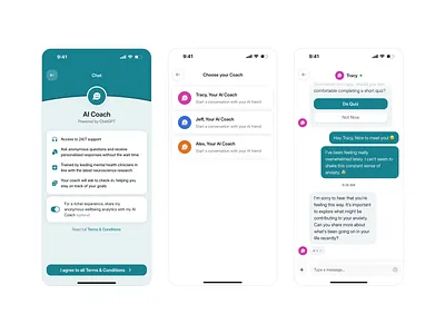 AI Coach ai app chat coach mental messaging ui ux