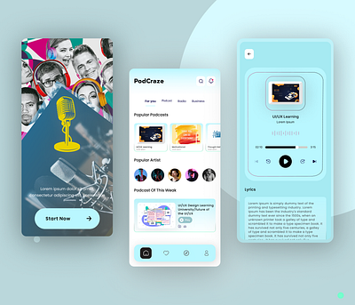 Podcast App app design figma mobileapp ui user experience userinterface ux