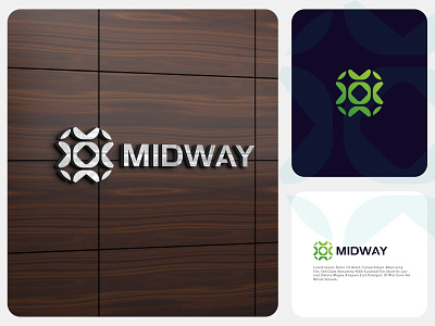 Midway branding design flat graphic design green logo illustration logo logo design modern plus logo retail logo vector
