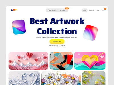 AI art generation web landing page ai art generation ai website art fun homepage landing page simple web softwera top company trandign ui ux ui design ui web design