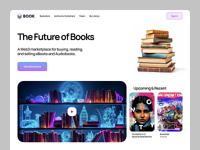 Bookstore Web3 Marketplace Landing Page landing web design