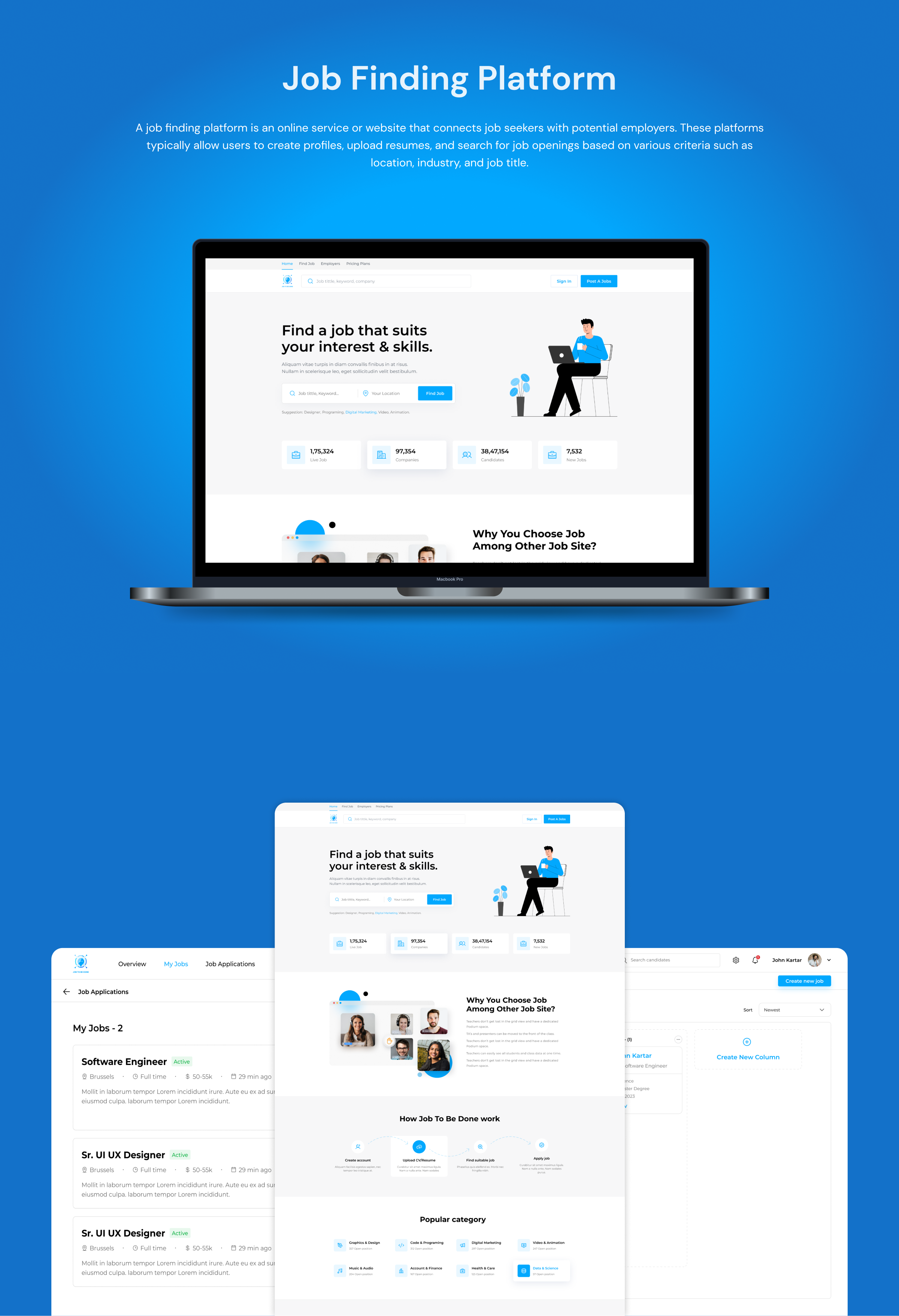 Job Finding Platform 2024 admin concept design figma jobplatform jobs landingpage