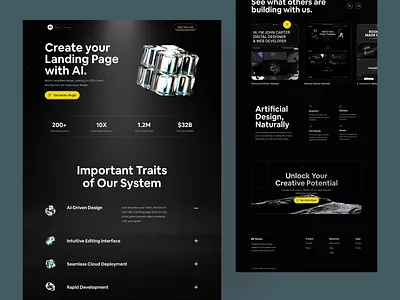 Landing Page Builder (AI Plugin) Website ai ai landing page ai website artificial intelligence builder creative design dark design generate landing page builder landing page generate landing page ui ofspace plugin professional design robot site builder technology