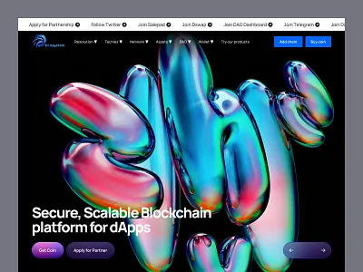 Blockchain Platform for dApps Landing Page landing web design