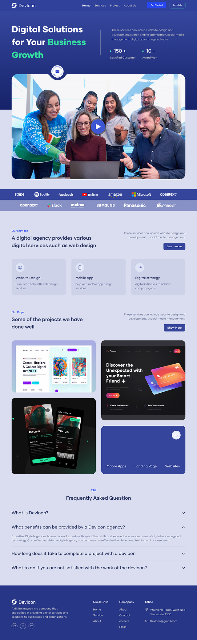 Digital Agency Landing Page agency landing page animation clean company creative agency creative direction digital agency digital marketing hero homepage landing page studio ui ux web design