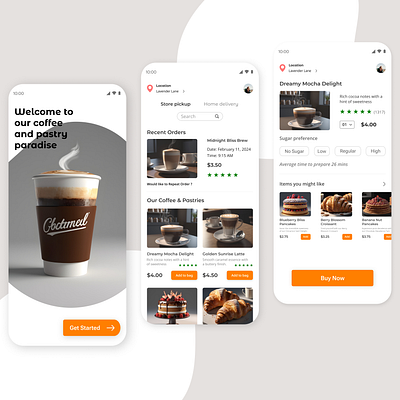 Coffee & Pastry App Design coffe app coffee pastry app pastry app ui design