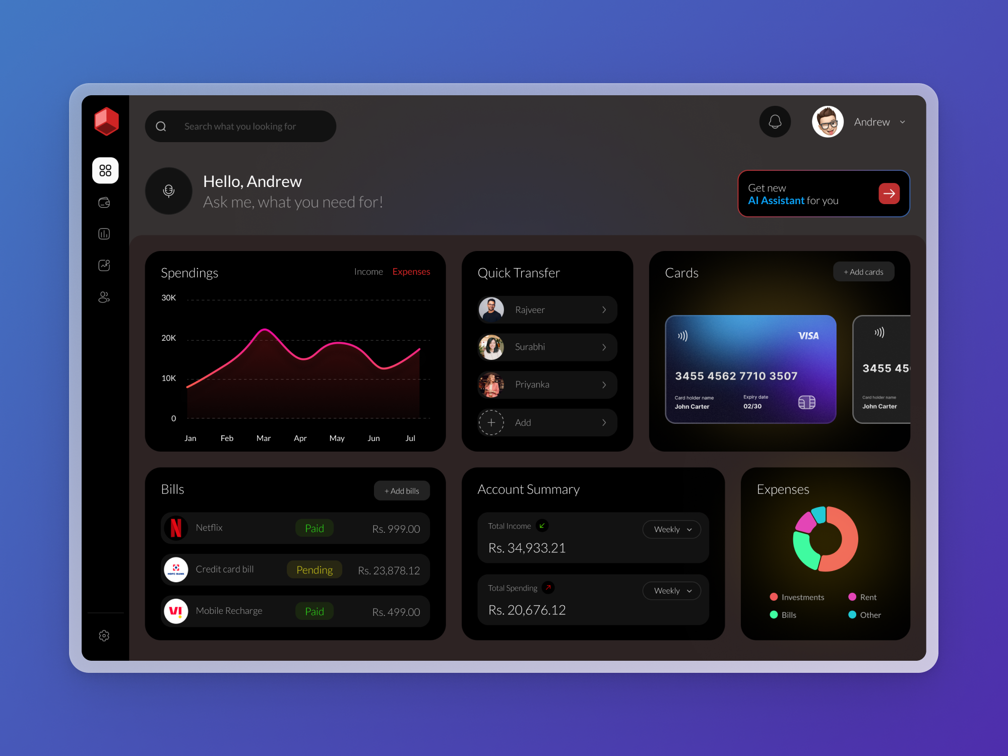 Fintech Dashboard UI dark dashboard dark mode dashboard ui dark mode ui finance ui fintech dashboard fintech dashboard ui ui user interface ux