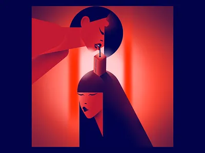 Drink different dark blue drink girl illustration juice lesbian lgbtq procreate red valentine