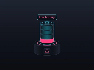 Low Battery accumulator alert battery caution cell charge charging dock electric energy illustration indicator interface level low platform station technology vector warning