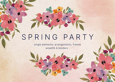 Spring Party Watercolor Design Elements flowers frame png png download spring party watercolor watercolor element