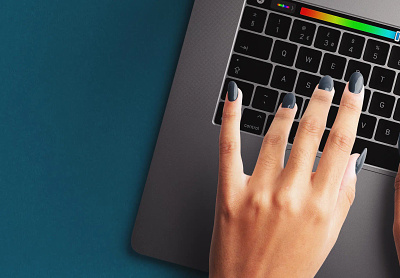 Macbook Pro 16" with Woman Hands Typing Mockup macbook