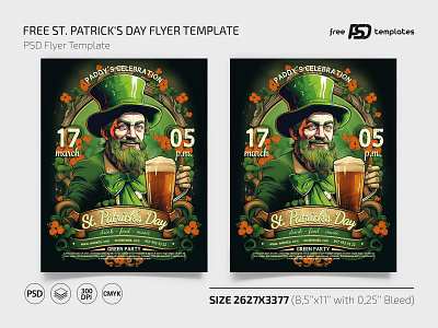 Free St Patrick`s Day Flyer Template PSD design event event flyer flyer flyer design flyer template flyers free freebie party flyer patrick photoshop print printed psd st patrick stpatricks day flyer template templates