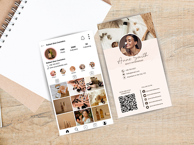 Instagram Business Card Template aesthetic business card business card business card template canva template instagram business card intagram thank you message card