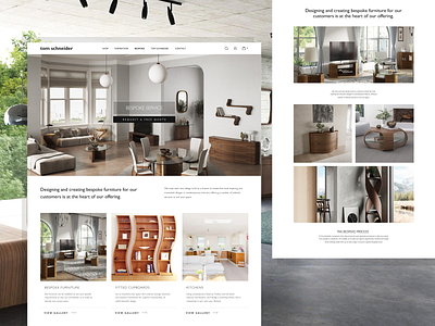 Website design for Tom Schneider 3d ecomm ecommerce furniture landing page minimal photos ui website